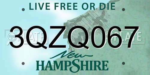 3QZQ067 New Hampshire License Plate