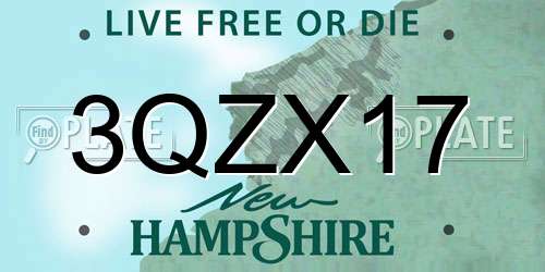 3QZX17 New Hampshire License Plate