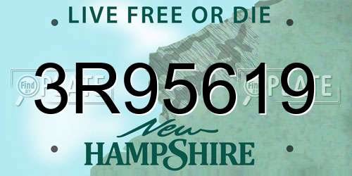 3R95619 New Hampshire License Plate