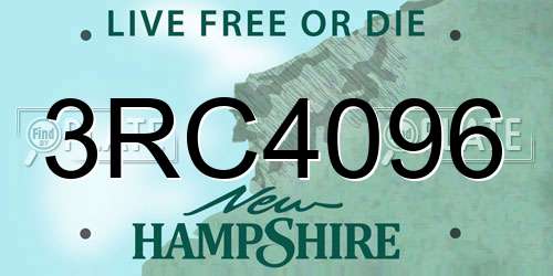 3RC4096 New Hampshire License Plate