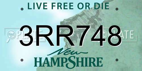 3RR748 New Hampshire License Plate