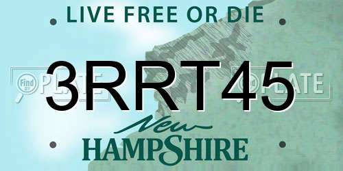 3RRT45 New Hampshire License Plate