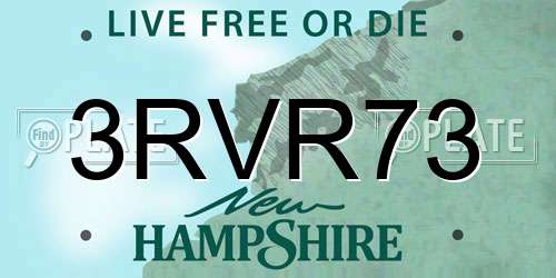 3RVR73 New Hampshire License Plate