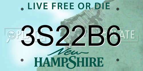 3S22B6 New Hampshire License Plate