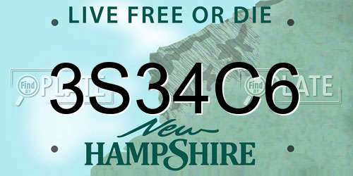 3S34C6 New Hampshire License Plate