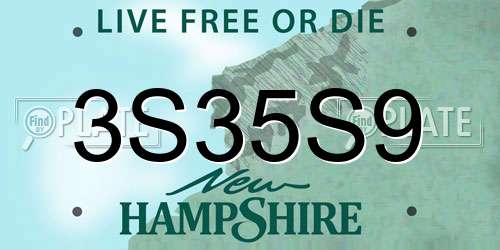 3S35S9 New Hampshire License Plate