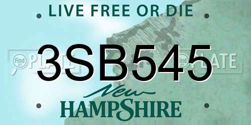 3SB545 New Hampshire License Plate