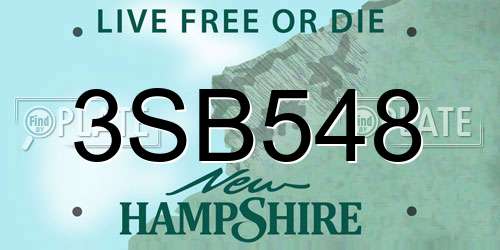 3SB548 New Hampshire License Plate