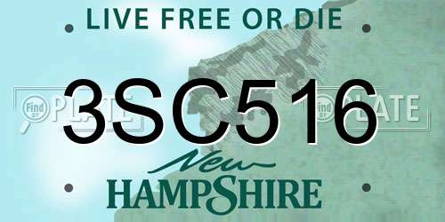 3SC516 New Hampshire License Plate