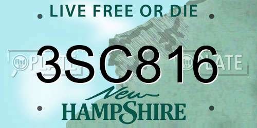 3SC816 New Hampshire License Plate