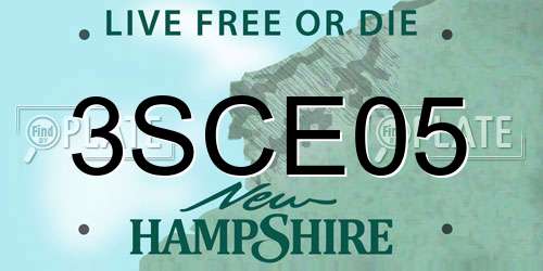 3SCE05 New Hampshire License Plate