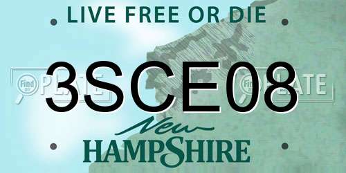3SCE08 New Hampshire License Plate