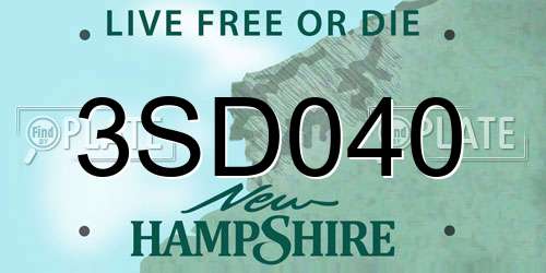 3SD040 New Hampshire License Plate