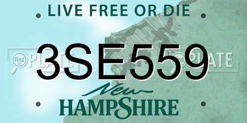 3SE559 New Hampshire License Plate
