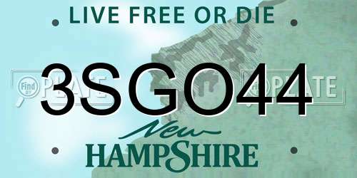 3SGO44 New Hampshire License Plate