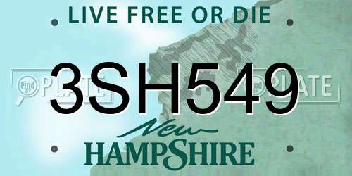3SH549 New Hampshire License Plate