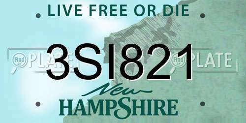 3SI821 New Hampshire License Plate