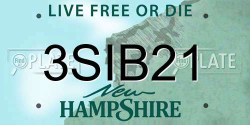 3SIB21 New Hampshire License Plate