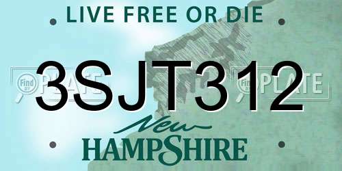 3SJT312 New Hampshire License Plate
