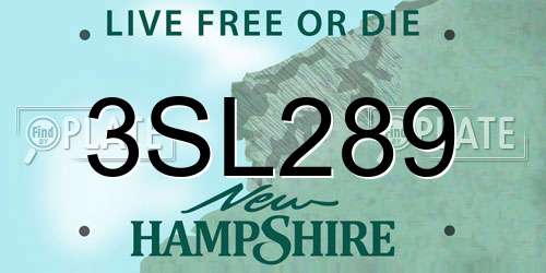 3SL289 New Hampshire License Plate