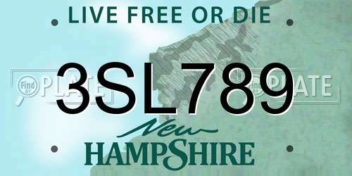 3SL789 New Hampshire License Plate