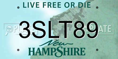3SLT89 New Hampshire License Plate