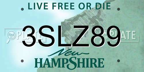 3SLZ89 New Hampshire License Plate