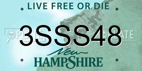 3SSS48 New Hampshire License Plate