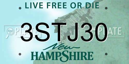 3STJ30 New Hampshire License Plate