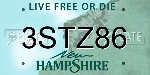 3STZ86 New Hampshire License Plate