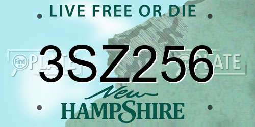 3SZ256 New Hampshire License Plate