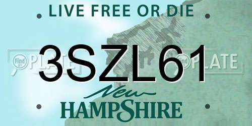 3SZL61 New Hampshire License Plate
