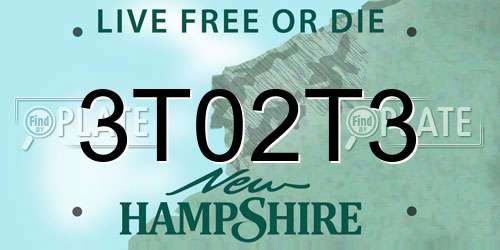 3T02T3 New Hampshire License Plate