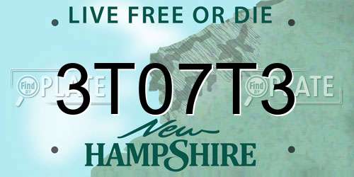 3T07T3 New Hampshire License Plate