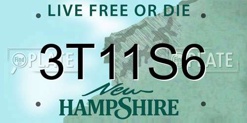 3T11S6 New Hampshire License Plate