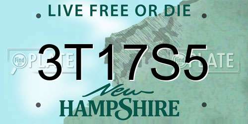 3T17S5 New Hampshire License Plate