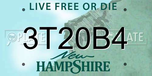3T20B4 New Hampshire License Plate