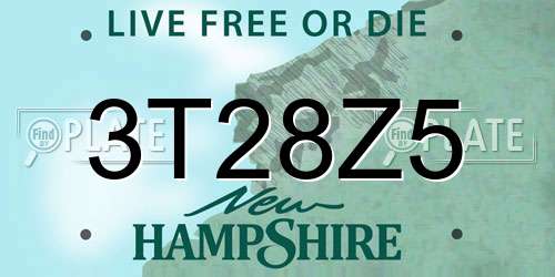 3T28Z5 New Hampshire License Plate