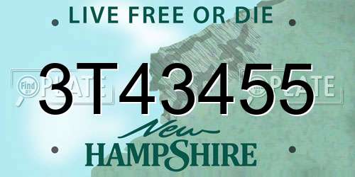 3T43455 New Hampshire License Plate