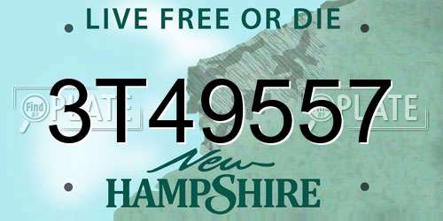 3T49557 New Hampshire License Plate