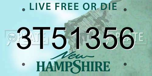3T51356 New Hampshire License Plate