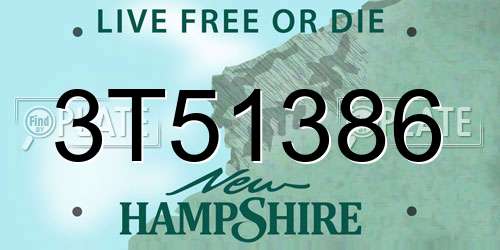 3T51386 New Hampshire License Plate