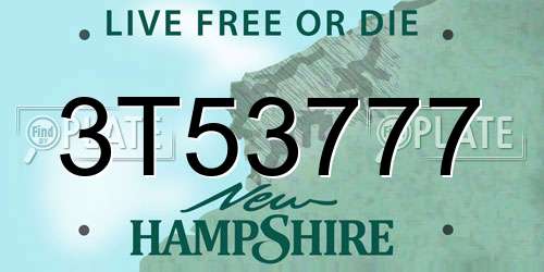 3T53777 New Hampshire License Plate