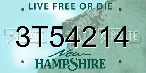 3T54214 New Hampshire License Plate