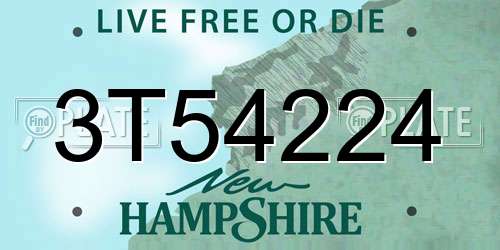 3T54224 New Hampshire License Plate
