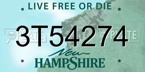 3T54274 New Hampshire License Plate