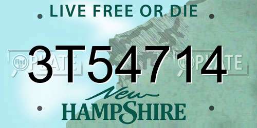 3T54714 New Hampshire License Plate