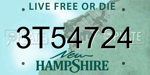 3T54724 New Hampshire License Plate