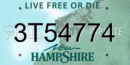 3T54774 New Hampshire License Plate