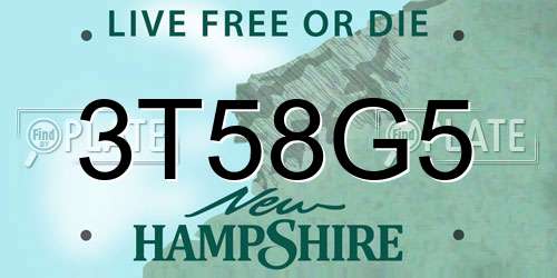 3T58G5 New Hampshire License Plate